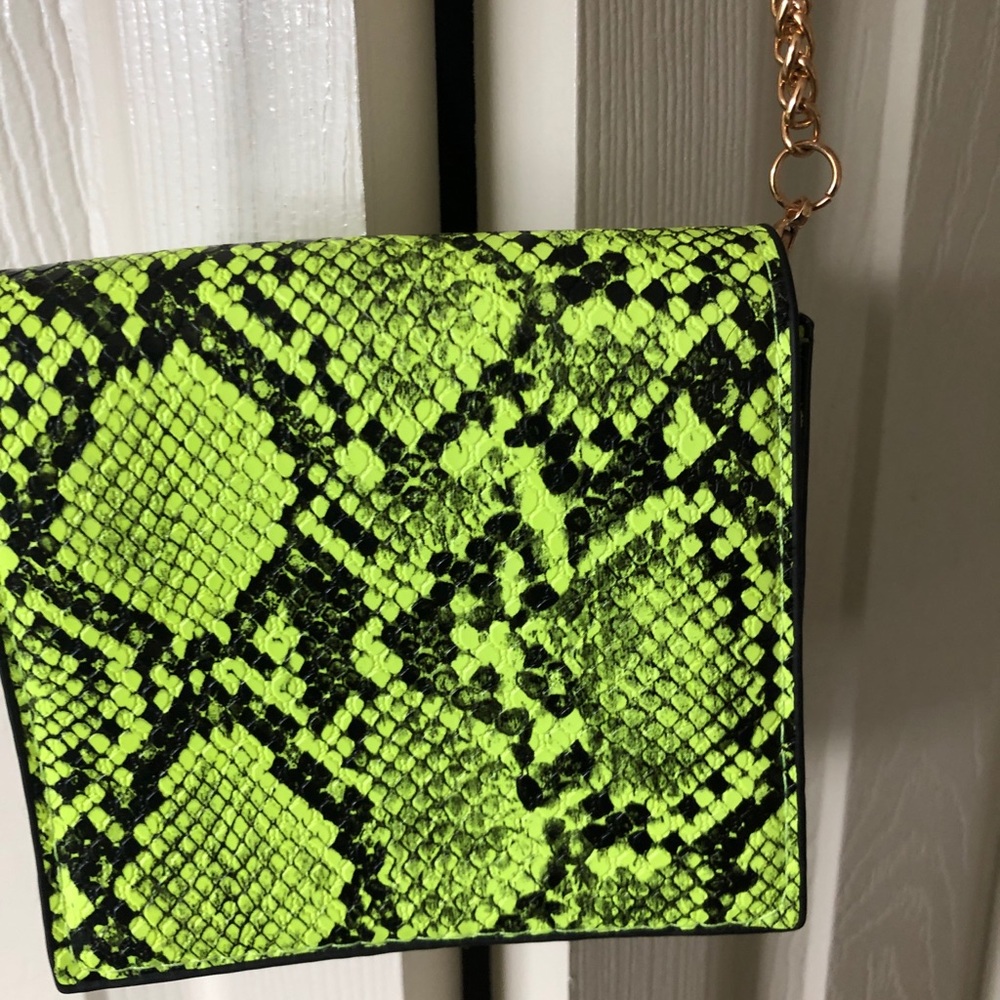 Neon Snake skin cross body purse